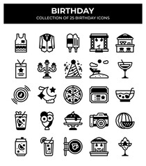 Birthday Icons. 25 Unique Vector Icons for Party Celebrations
