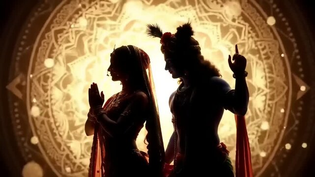 Indian Deity Couple Silhouette with Spiritual.
