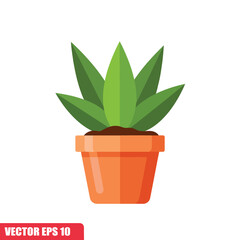 A stylized plant with pointed green leaves is potted in a simple, orange container. The plant is centered and fills the frame.