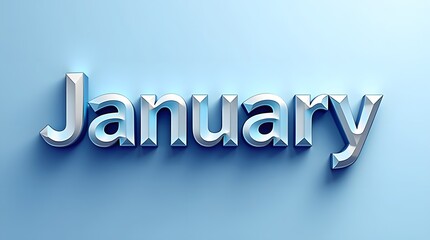 Creative January word design with geometric shapes