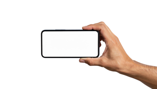 A hand holding a blank smartphone with copy space, perfect for digital advertising and marketing