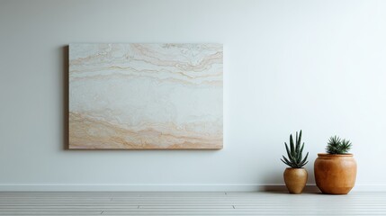 Abstract Canvas Mockup on White Wall