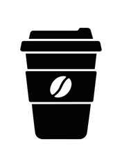 reusable coffee cup flat black solid vector illustration isolated on white background
