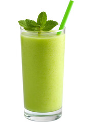 Glass of  smoothie  isolated on transparent background, representing healthy freshness.