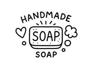handdrawn cute doodle style handmade soap label vector line illustration