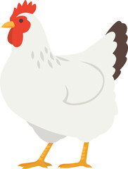 Vibrant cartoon chicken standing proudly, perfect for farm-fresh branding, food packaging, and agricultural projects, ready to be used