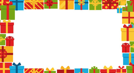 Festive gift boxes frame, perfect for holiday greetings and joyful announcements, add a touch of celebratory charm to your designs and messages now
