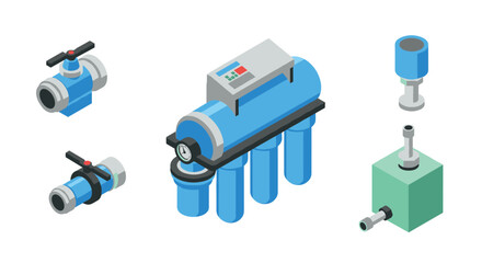 Isometric industrial pipeline elements with filtration system components