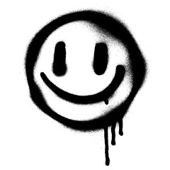 Happy Smiley Face Graffiti with Closed Eyes Spray Paint. © kadiran
