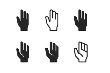 Obraz premium Stylized Hand Motion Logos. Push. Set Logo of Hand Motion Icon: Filled silhouette, Minimal outline, Abstract geometric, Negative space, Stylized detail, Iconic