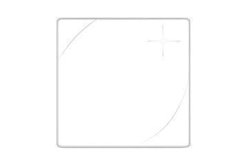 Transparent glass frame with rounded corners and glowing reflection, clear window interface on isolated background