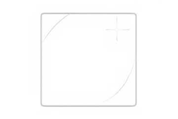 Transparent glass frame with rounded corners and glowing reflection, clear window interface on isolated background