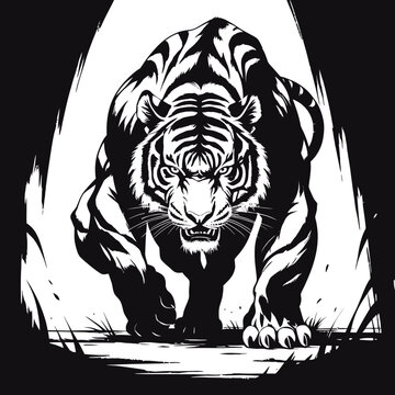 tiger head vector illustration silhouette  icon art