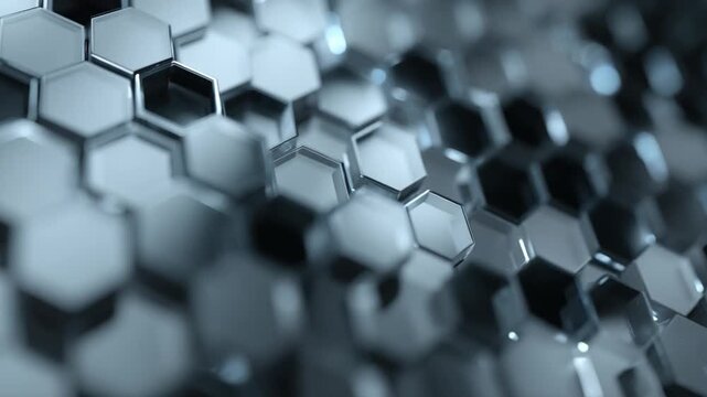 Hexagonal Marvel: An artistic rendering of a complex structure built from tessellating hexagonal shapes, reflecting the intricacy of design, technology, and science.