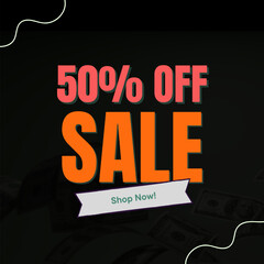 Vector Text Illustration For 50 percent sale off.