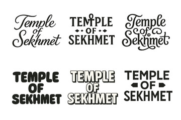 Fototapeta premium Temple Emblem Typography. Temple of Sekhmet. Set lettering. harmonious lettering variations of the same emblematic concept, each with different artistic