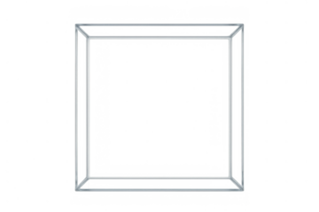 Wireframe cube showing 3d structural outline and geometric shape on transparent alpha background, abstract technology concept