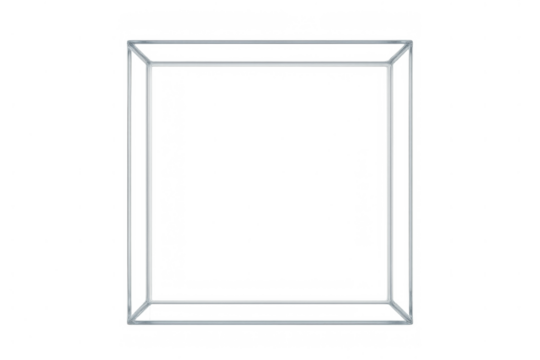 Wireframe cube showing 3d structural outline and geometric shape on transparent alpha background, abstract technology concept