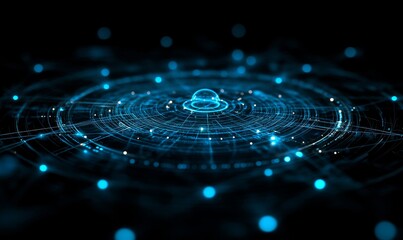Network technology visualization with interconnected nodes representing seamless communication and data transfer in the digital realm. The image emphasizes robust, secure, Generative AI