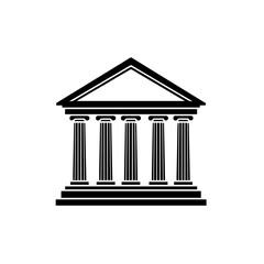 Obraz premium Bank Building Icon, Black on White 