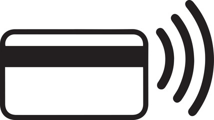 Contactless Credit Card Payment Icon, Black on White 