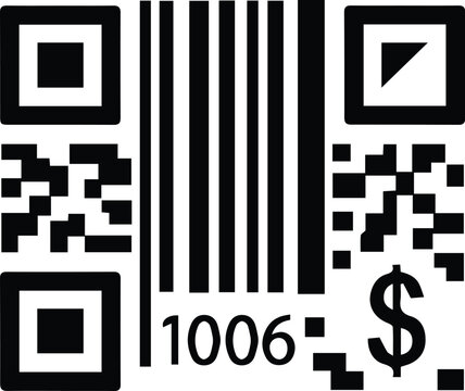 QR or Barcode Payment Icon, Black on White 