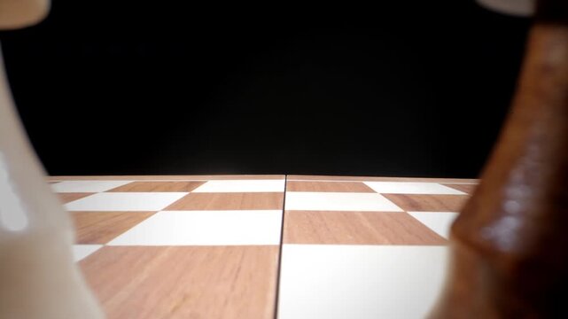 Elegant Macro Footage of Chess Kings Facing Each Other on a Dark Board Symbolizing Intelligence, Strategy, Foresight, Leadership, and the Abstract Battle of Logic, Control, and Mental Strength