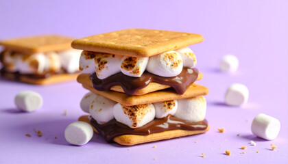 Toasted S’mores with Melted Chocolate and Marshmallow 