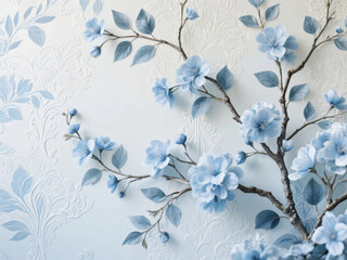 Minimalist Wall-Painted Flowers and Branches Illustration