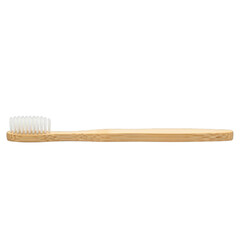 Naklejka premium Bamboo Toothbrush with White Bristles isolated on a transparent background