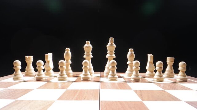 Minimalist Close-up of Chessboard and Pieces Under Soft Light Representing Abstract Concepts of Strategy, Leadership, and Foresight - a Symbolic Depiction of Intelligence, Calmness, and Rational