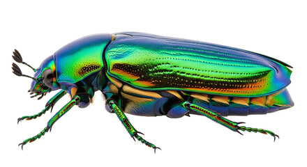 Fototapeta premium Iridescent Jewel Beetle on Transparent Background