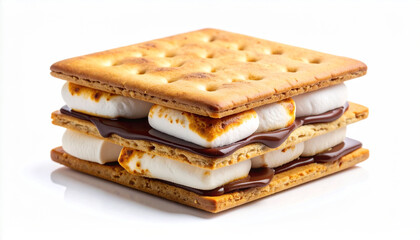 S’mores with Chocolate and Marshmallow on White Background