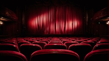 Step into a world of drama and spectacle! Behold the majestic theater with plush red seats and curtains. Awaiting the grand opening night show.