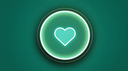 A green neon heart symbol on dark green background