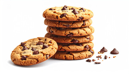 chocolate cookies on white background