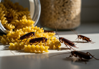 Cockroaches Infesting Food Supplies: A Concerning Home Pest Problem Scenario