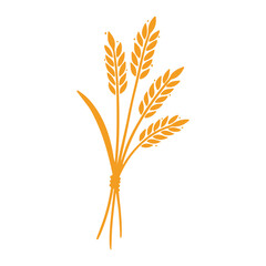 Illustration of rice ear with green leaves isolated Vector