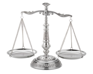 Polished Silver Scales of Justice Symbol of Law and Equality