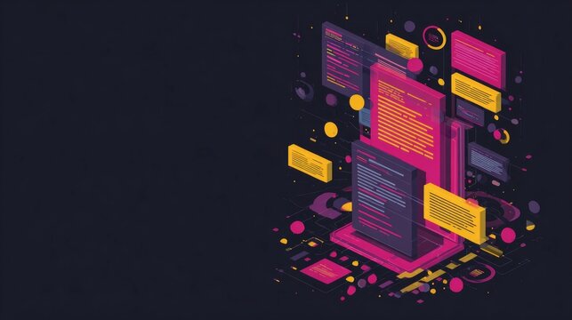 Abstract illustration of computer coding in vibrant colors  