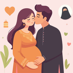 flat illustration of a pregnant mother
