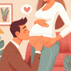 flat illustration of a pregnant mother