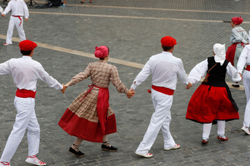 Basque folk dancers during a performance