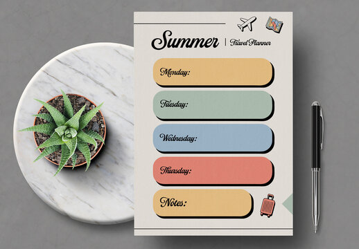 Summer Travel Planner Schedule Template Design