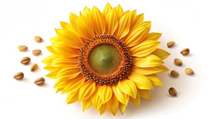 Naklejka premium A detailed close up of a bright yellow sunflower