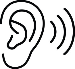 Outline Ear with Sound Waves Icon