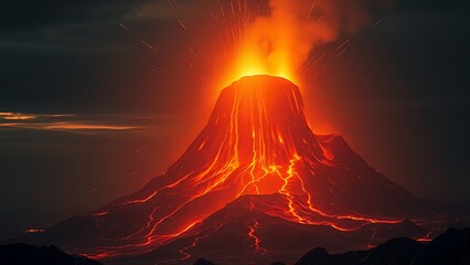 forcefields. A massive volcanic plug glowing with contained energy, restrained by geometric force fields. safety posters.