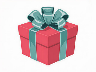 Obraz premium A vibrant red gift box adorned with a teal ribbon and bow