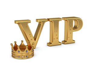 Golden VIP Letters with Crown Luxury, Exclusivity, and High Status Symbolism
