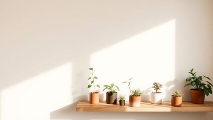 Charming potted plants basking in sunlit room ambiance